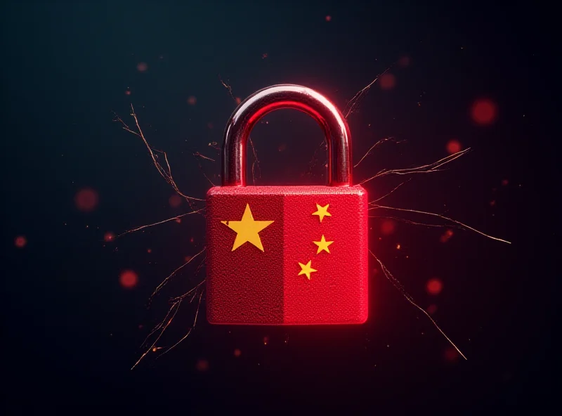 Image of a digital padlock with a Chinese flag overlayed, symbolizing data theft and Chinese involvement.