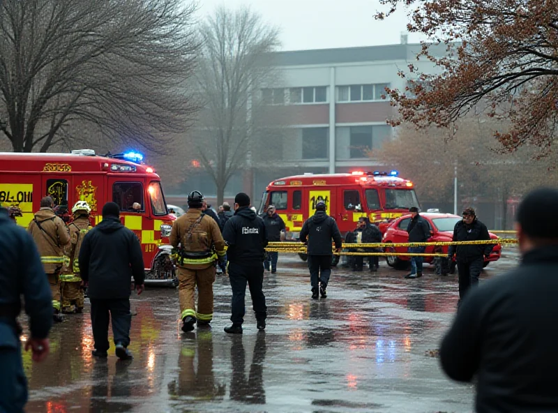 Emergency services responding to a carbon monoxide leak at a school.