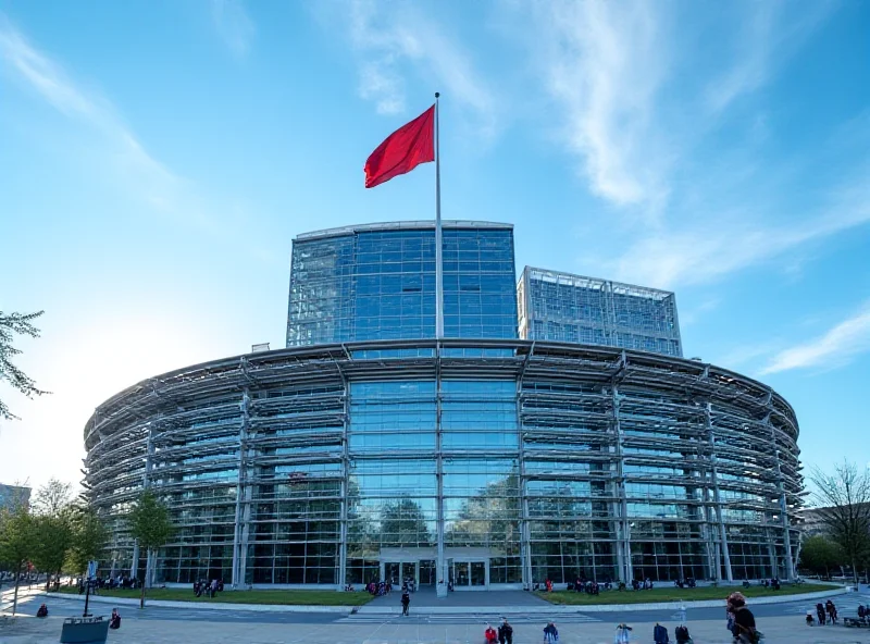 Exterior view of the European Parliament building in Brussels, Belgium