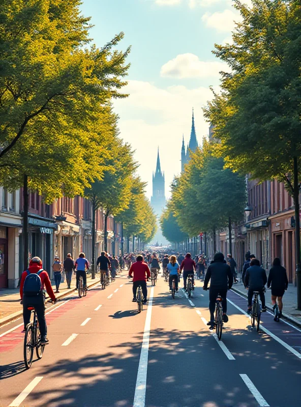 Cityscape of Leuven, Belgium with cyclists