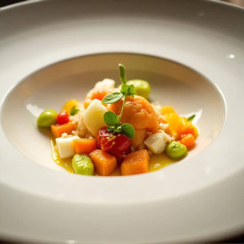 A beautifully plated dish of Belgian cuisine in a high-end restaurant in Flanders