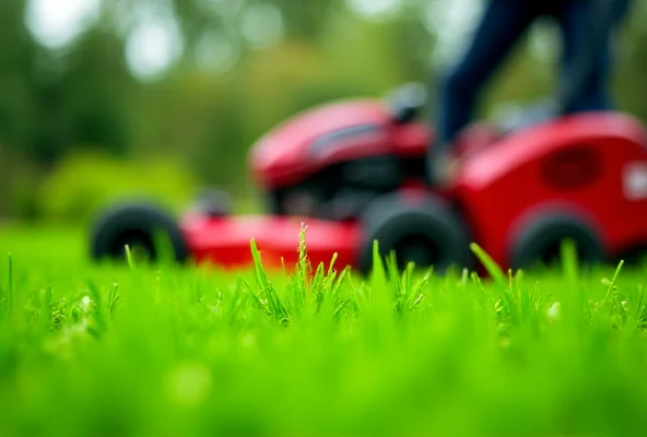 Close-up of a Toro lawnmower on a green lawn