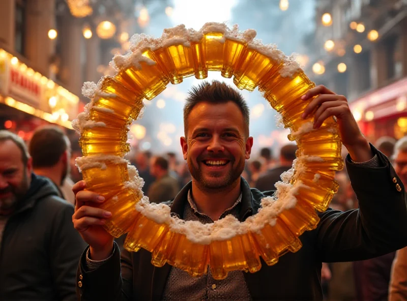 A man holding a Kölsch wreath in Berlin