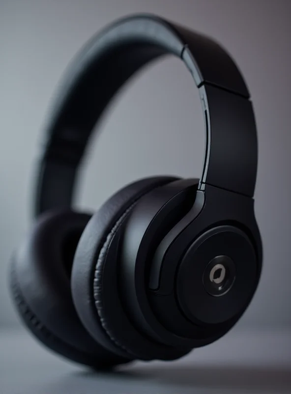 Close-up of the Beats Studio Pro headphones in a sleek black design.