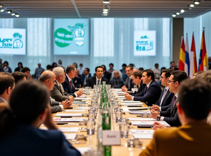 Delegates at a COP meeting discussing environmental issues