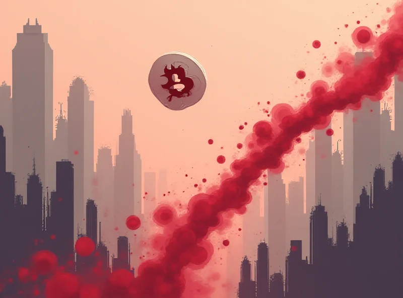 Illustration of a Bitcoin plummeting downwards