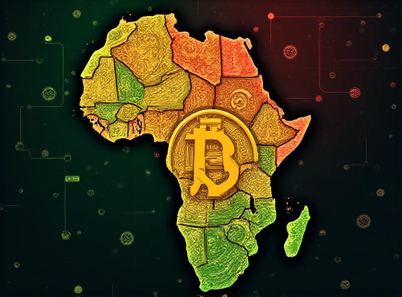 Illustration of the Central African Republic flag with Bitcoin symbols