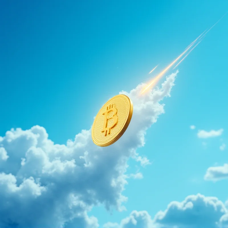 A stylized image of a Bitcoin coin soaring upwards, symbolizing growth and potential.