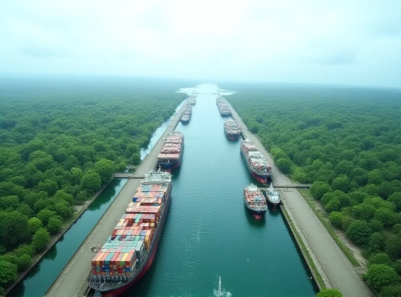 Container ships passing through the Panama Canal