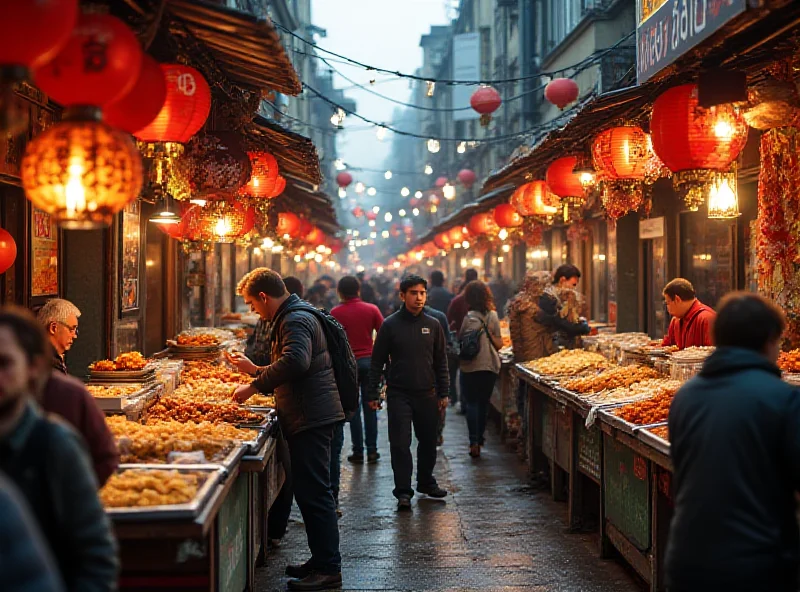 A busy street food market in China