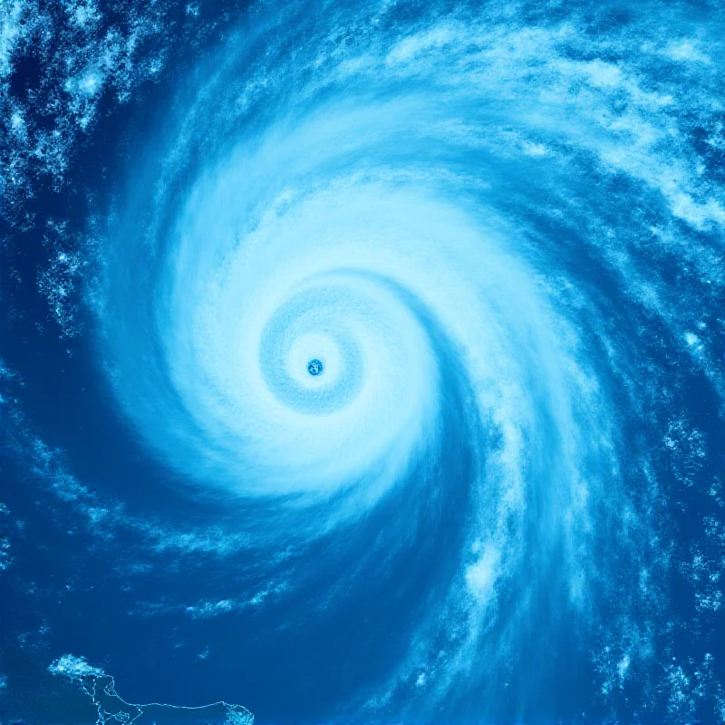 Satellite image of a cyclone approaching the coast of Australia.