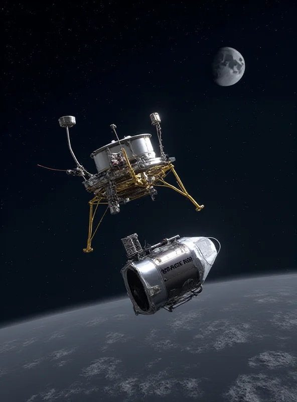 Digital rendering of the Blue Ghost lunar lander separating from a SpaceX rocket in space.