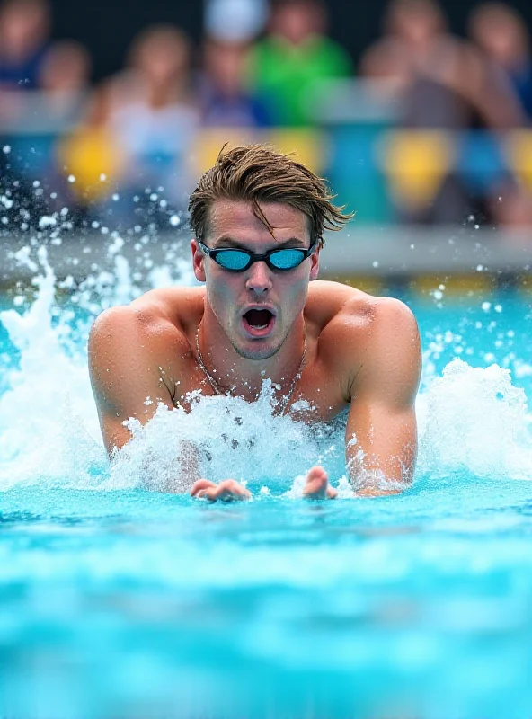 Adam Peaty swimming in a pool during a competition.