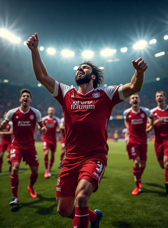 Albion Rrahmani celebrating a goal with teammates in a football stadium.