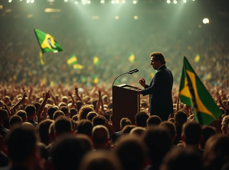 Jair Bolsonaro addressing a crowd during a rally.