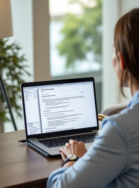 A person writing a scope of work on a laptop.