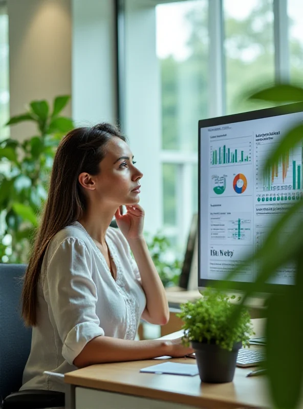 Woman contemplating sustainable marketing at her job