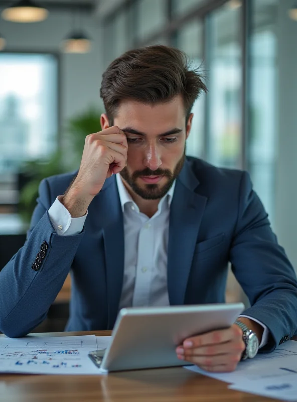 Image of a person looking thoughtfully at a financial chart on a tablet, symbolizing strategic financial planning.