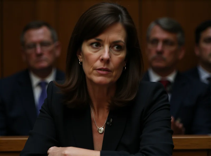 Karen Read in court, looking concerned, surrounded by lawyers.