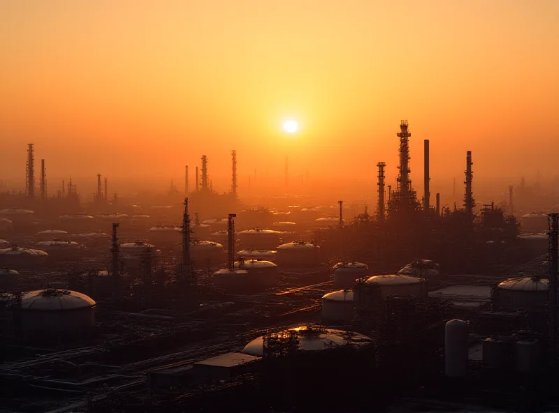 Oil refinery at sunset