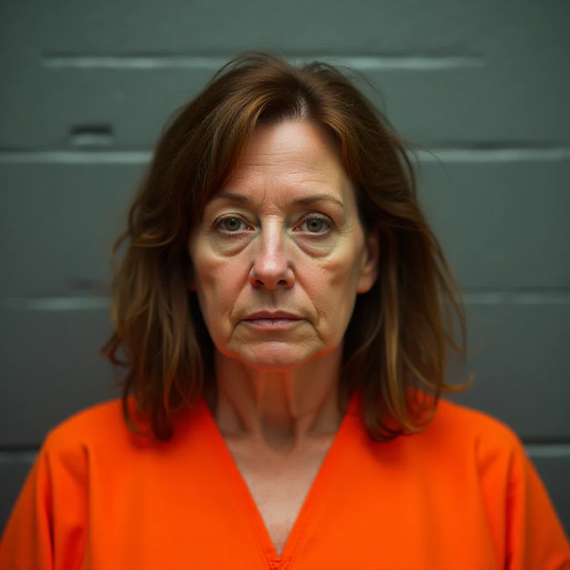 Mugshot of Lori Vallow in prison garb, looking directly at the camera with a serious expression.