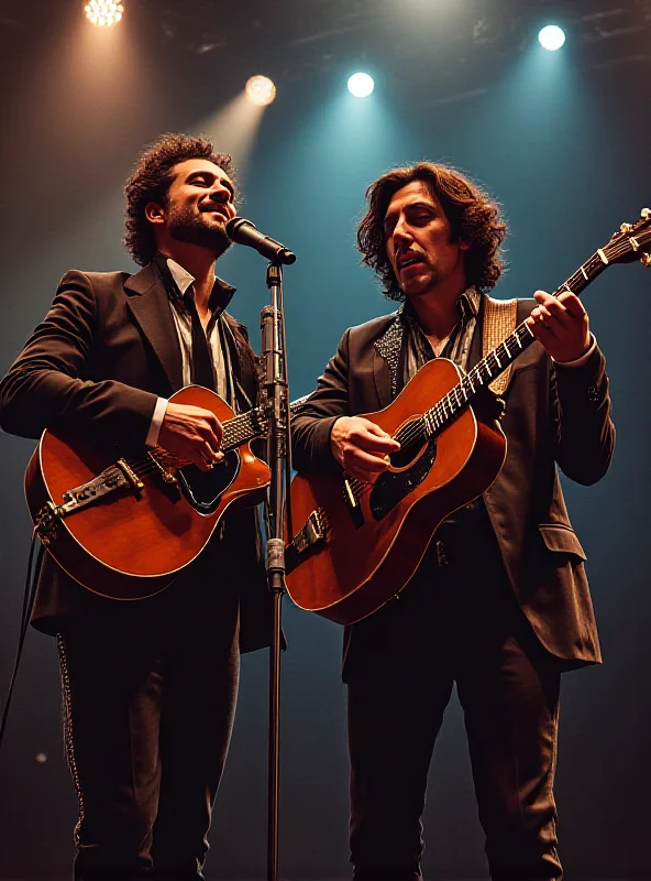 Illustrative image of Roberto Carlos and Erasmo Carlos performing on stage in their younger days