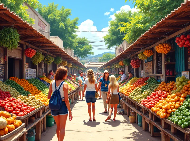 Illustration of a Brazilian market with fresh produce