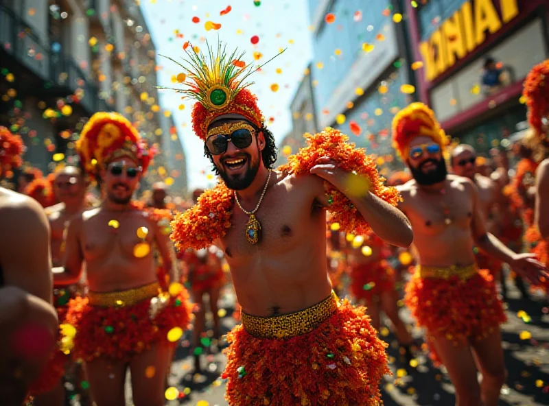 Crowds celebrating Carnival in Brazil.