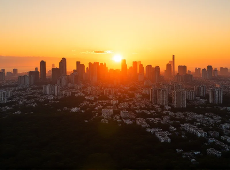 Aerial view of a bustling Brazilian city skyline at sunset, symbolizing economic growth and opportunity