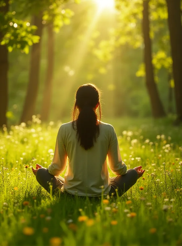 A person peacefully meditating in a natural setting, symbolizing the mental clarity and focus often associated with fasting.