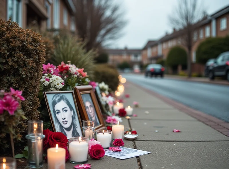 Image of a memorial with flowers and candles, possibly at the location of the dog attack in Bristol.