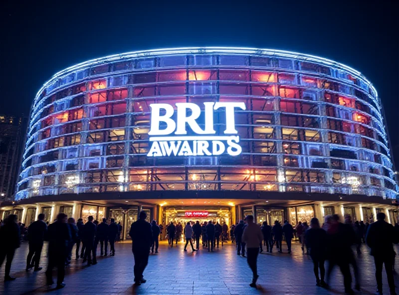 The O2 arena exterior during the BRIT Awards