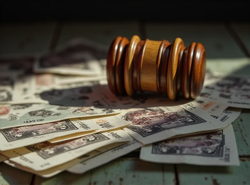 A gavel resting on a stack of British pound notes, symbolizing the financial impact of crime and the justice system.