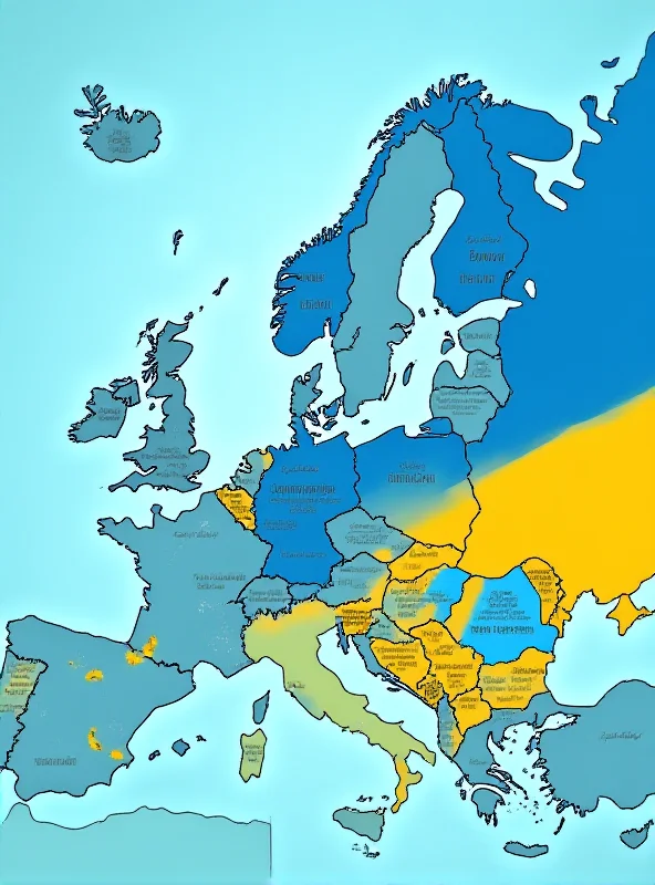 Image of a map highlighting Ukraine and surrounding European countries, with arrows indicating aid flowing in