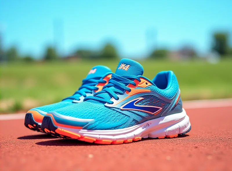 A pair of Brooks Glycerin 21 running shoes in a bright color scheme, placed on a running track.