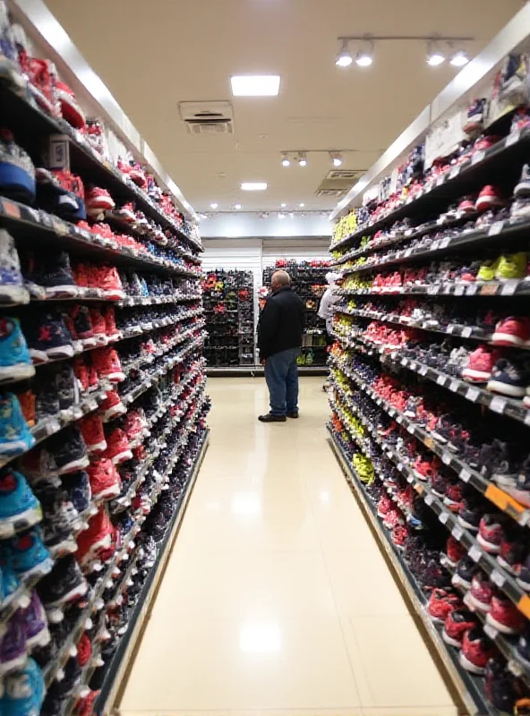 A display of various Brooks running shoe models at a Nordstrom Rack store, showcasing different colors and styles.