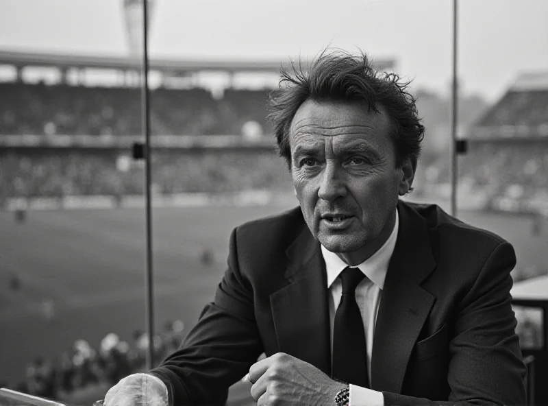 Black and white photo of Bruno Pizzul commentating on a football match.