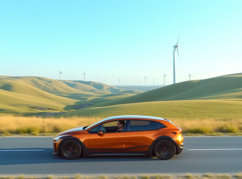 A modern electric car driving on a European road.