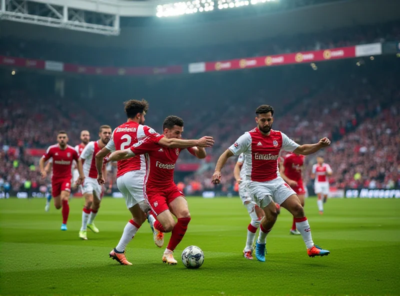 Image of FC Augsburg and SC Freiburg players in action during the Bundesliga match