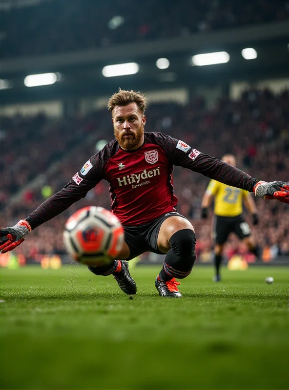 Image of Finn Dahmen, the goalkeeper for FC Augsburg, making a save during the Bundesliga match against SC Freiburg