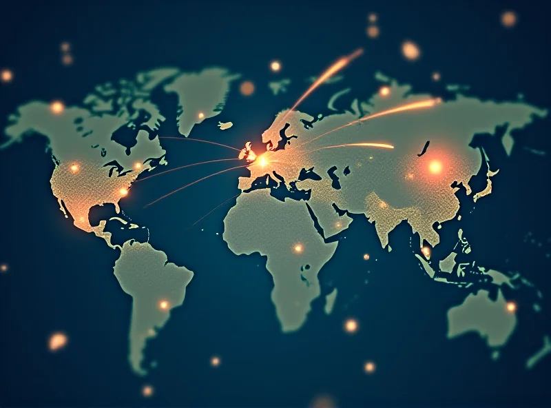 Illustration of global financial flows shifting away from the United States, with arrows pointing in different directions.