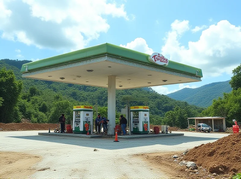 A new Topline gas station being constructed in a rural area of Cebu.