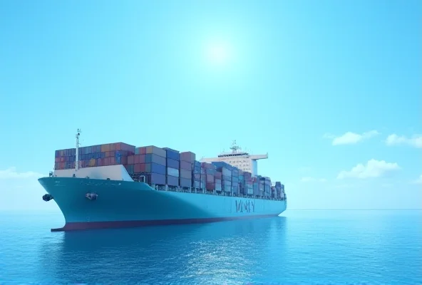 A container ship sailing on the ocean, representing TORM's business.