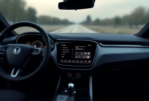 Interior of a car showcasing a dashboard with physical buttons and knobs for essential functions like volume and climate control.