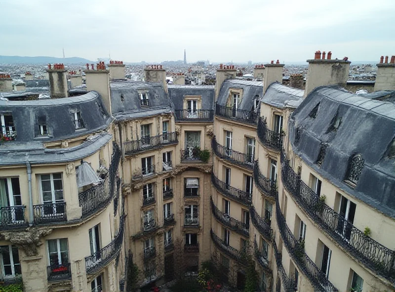 Aerial view of Parisian apartments.