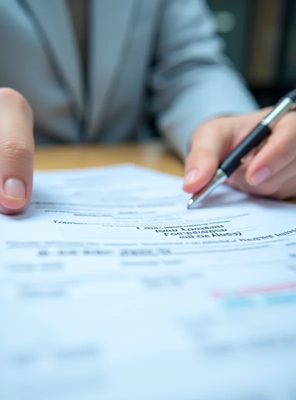 Insurance documents being reviewed.