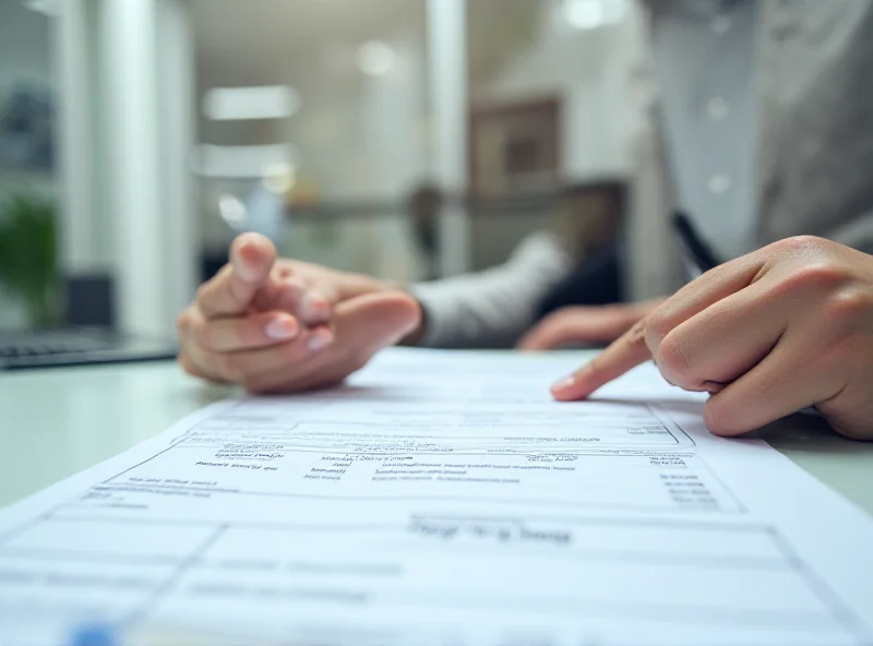 A professional business person reviewing financial documents in a modern office setting, focusing on loan terms and repayment schedules.