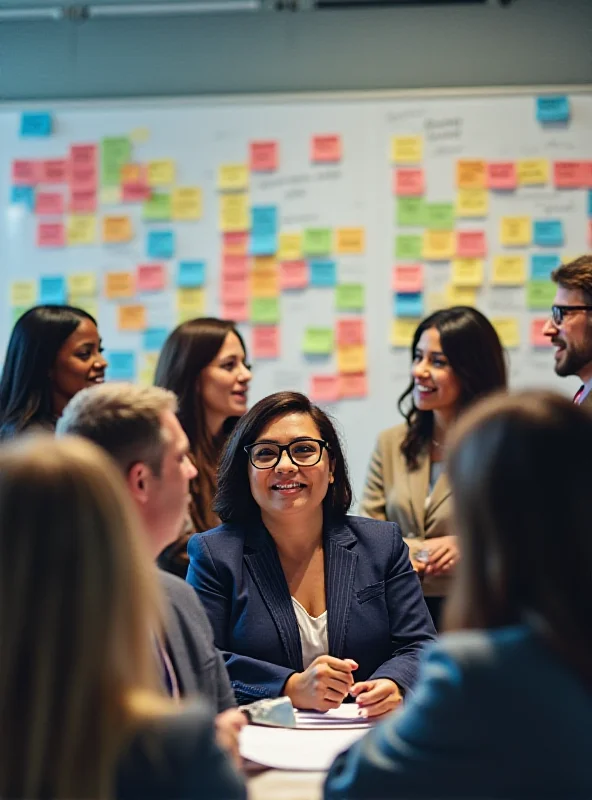 Diverse team brainstorming in a modern office