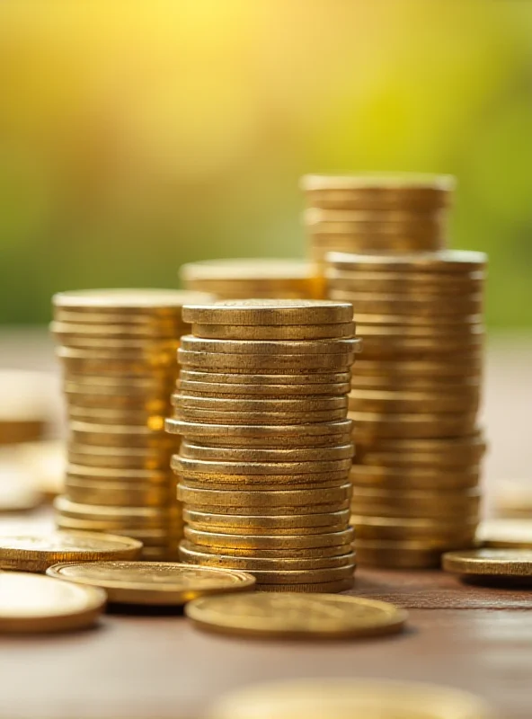 A close-up shot of stacked coins, symbolizing savings and investment.