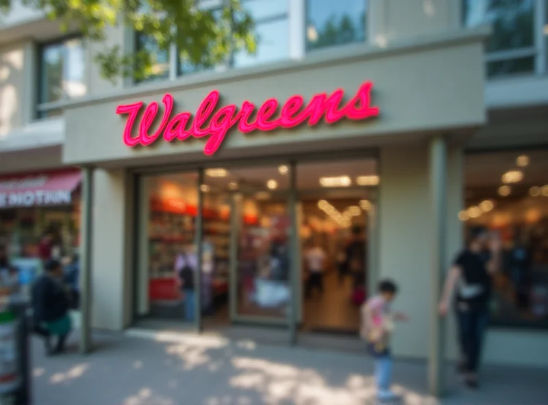 A photograph of a Walgreens storefront with a blurred background, suggesting a change in ownership and direction.